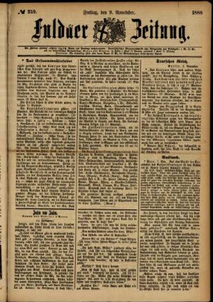 Ausgabe vom Freitag, den 09. November 1888.