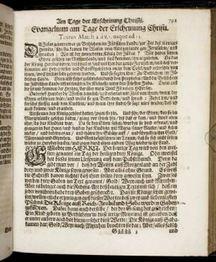 Evangelium am Tage der Erscheinung Christi.