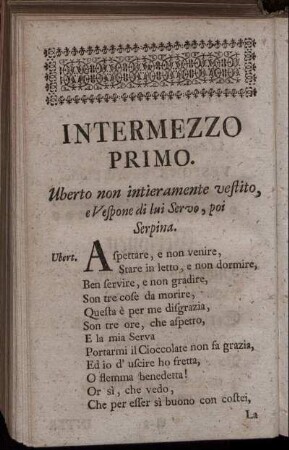 Intermezzo primo = Erstes Zwischen-Spiel