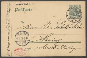 Brief an B. Schott's Söhne : 09.09.1903