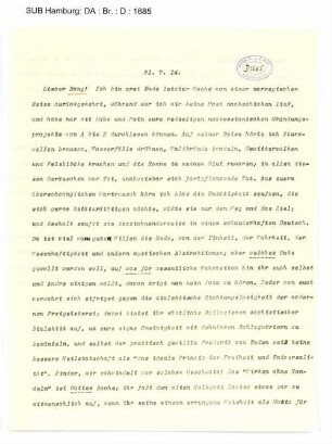 Brief an Florens Christian Rang