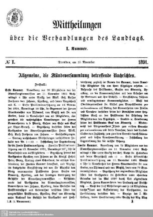 Allgemeine die Ständeversammlung betreffende Nachrichten