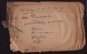 01: [Envelope] 1. Vortrag, 25/ XI.19. Kurven, Zeichnungen, Diagramme, Noten