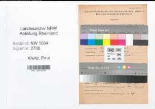 Entnazifizierung Paul Kiwitz , geb. 31.01.1886 (Hauptwachtmeister)