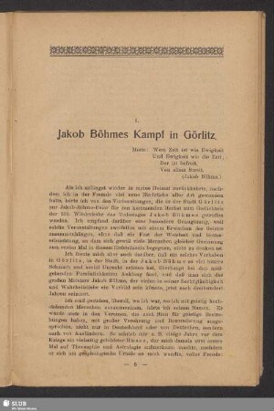 I. Jakob Böhmes Kampf in Görlitz