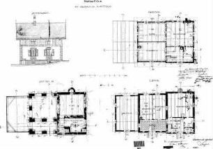 Urlau: Empfangsgebäude Verwaltungsgebäude Grundrisse UG,1.OG,DG,Längsansicht