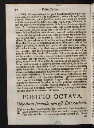 68-76, Positio Octava. Objectum formale non est Ens rationis