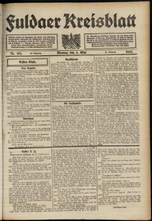Ausgabe vom Montag, den 05. Mai 1913.