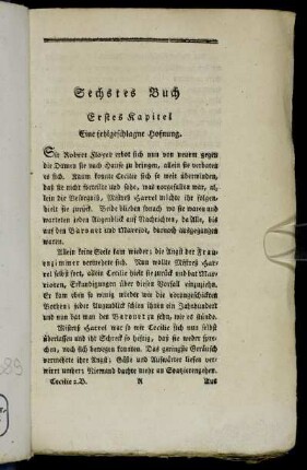 Erstes Kapitel. Eine fehlgeschlagne Hofnung.