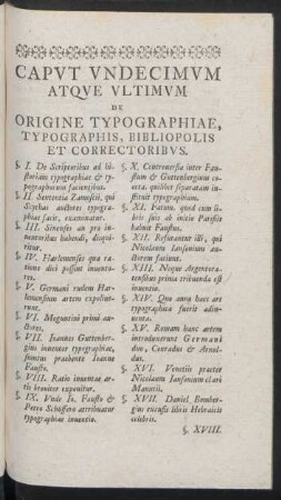 Caput Undecimum Atque Ultimum De Origine Typographiae, Typographis, Bibliopolis Et Correctoribus