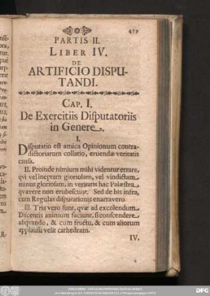 Liber IV. De Artificio Disputandi.
