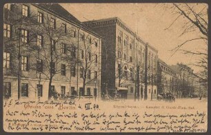 Ansichtskarte Kaserne des Garde-Pionier-Bataillons mit Lageplan