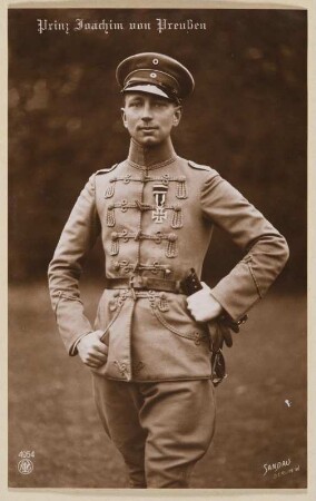 Postkarte mit Porträt von Prinz Joachim von Preußen