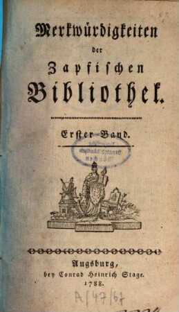 Merkwürdigkeiten der Zapfischen Bibliothek, 1