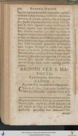 Regnum Fez & Marocco. Periodus I.–VII.