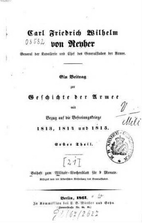 Militär-Wochenblatt. Beiheft : unabhängige Zeitschr. für d. dt. Wehrmacht. 1861