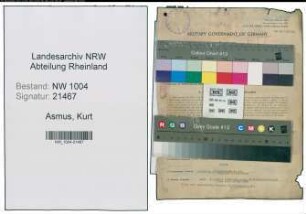 Entnazifizierung Kurt Asmus , geb. 14.02.1907 (Postschaffner)