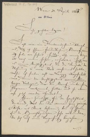 Brief an Friedrich Wilhelm Jähns : 24.04.1865