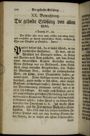 XX. Betrachtung. Die gehofte Erlösung von allem Uebel. - XXI. Betrachtung. Die Wagschaale der Leiden.