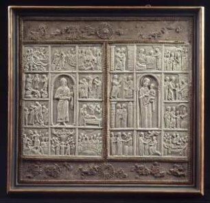 Zwei Relieftafeln mit Szenen aus dem Leben Christi und Mariae
