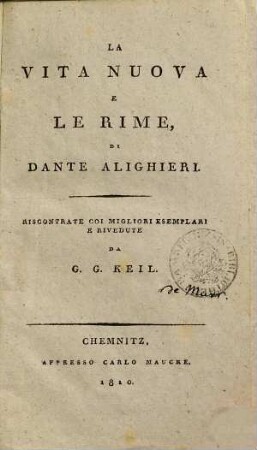La vita nuova e le rime