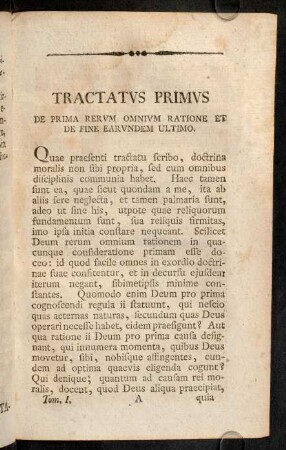 1-3, Einleitung. - Caput Primum. Quanti momenti sit haec doctrina.