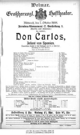 Don Carlos, Infant von Spanien