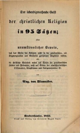 Der lebendig machende Geist der christlichen Religion in 95 Sätzen