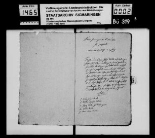Vermögensübergabe des Josef Müller in Inneringen an seinen Sohn Ignaz