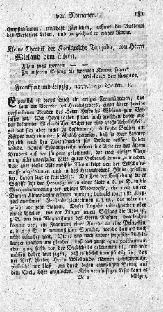 Kleine Chronik des Königreichs Tatojaba.
