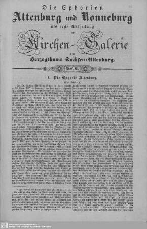 I. Die Ephorie Altenburg (Fortsetzung), Bornshain (Beschluß), Tegkwitz : 6. Lieferung