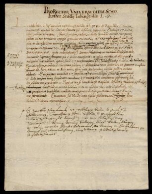 Todesanzeige des Kanzlers Prof. Dr. theol. Jakob Heerbrandus [Heerbrandt], 1600.
