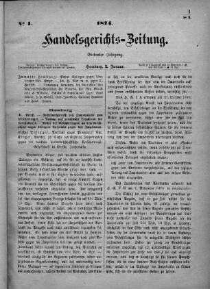 No. 1. 3. Januar 1874