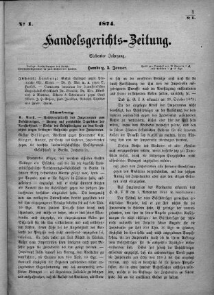 No. 1. 3. Januar 1874