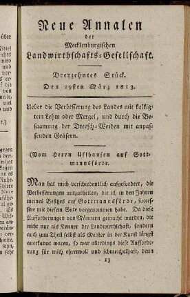 Dreyzehntes Stück. Den 29sten März 1813.