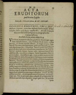 N. II. [...] Calendis Februarii Anno M DC LXXXIV.