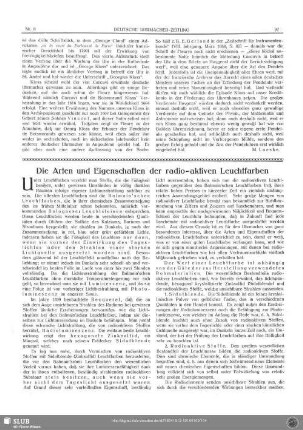 Die Arten und Eigenschaften der radio-aktiven Leuchtfarben
