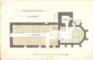 Dolmetsch, Heinrich; Unterjesingen; Ev. Pfarrkirche, Restaurierung - Alter Zustand (Grundriss EG)
