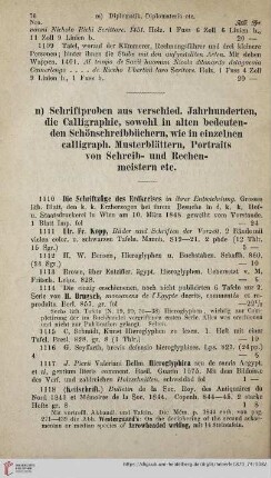 n) Schriftproben aus verschied. Jahrhunderten, die Calligraphie, [...] (Nro. 1110 - 1270)