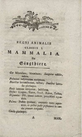 MAMMALIA Die Säugethiere