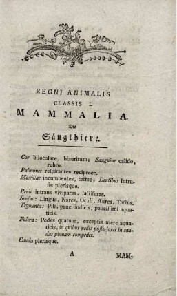 MAMMALIA Die Säugethiere