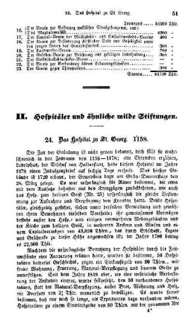 II. Hofpitäler und ähnliche milde Stiftungen