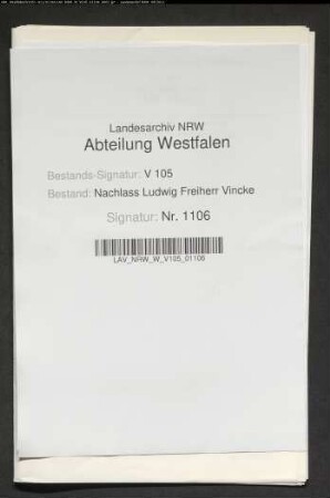 5 Briefe von Vincke an Liebrecht in Arnsberg (Filmabzüge aus Nachl. Liebrecht in Bes. von Liebrecht in Münster)