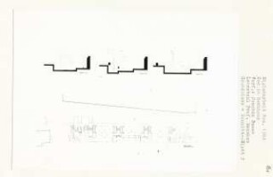 Hochhauszoo, Berlin-Charlottenburg (Diplomarbeit bei Bernhard Hermkes): Grundrisse 1. Obergeschoss und Schnitte
