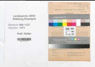 Entnazifizierung Walter Krall , geb. 30.10.1903 (Reichsbahnsekretaer)