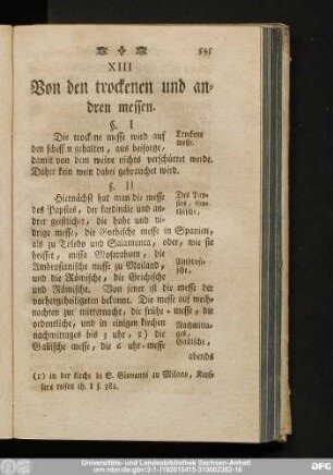XIII Von den trockenen und andren messen.