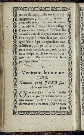 IV. Meditatio de nomine Jesu