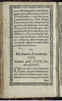 IV. Meditatio de nomine Jesu