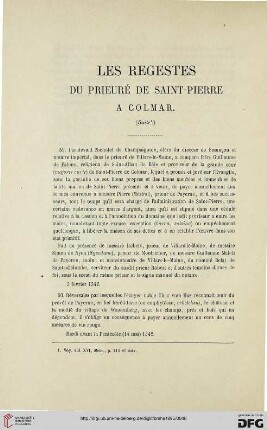 2.Ser. 17.1895: Les regestes du prieuré de Saint-Pierre à Colmar
