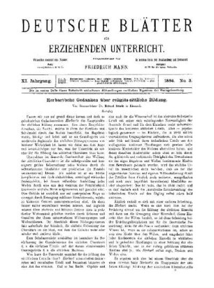 Herbart'sche Gedanken über religiös-sittliche Bildung : (Schluss)